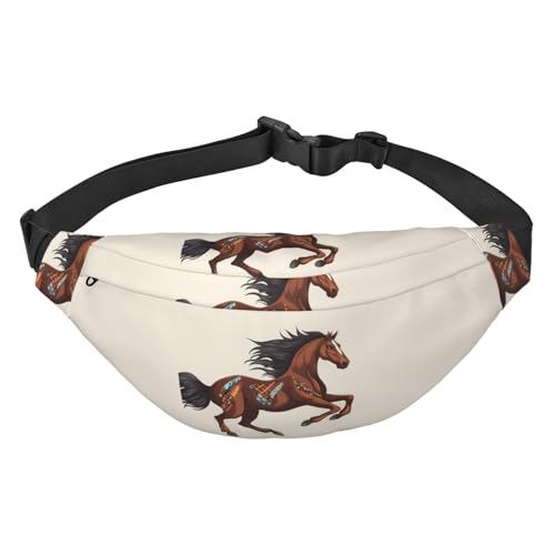 Brown Horse Bauchtasche für Herren und Damen, modische Hüfttasche überall, Crossbody-Tasche, Geldbörse, Hüfttasche mit verstellbarem Riemen, wasserdichte Brusttasche für Reisen, Wandern, Sport, von FHEBNDS