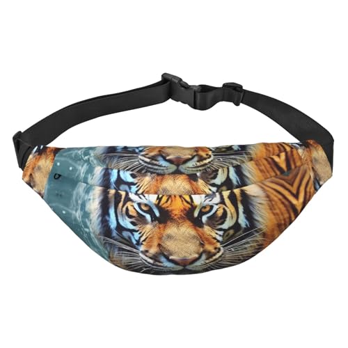 Coole Tiger Bauchtasche für Damen und Herren, modische Hüfttasche, Crossbody-Tasche, Geldbörse, Hüfttasche mit verstellbarem Riemen, wasserdichte Brusttasche für Reisen, Wandern, Sport, Schwarz, von FHEBNDS