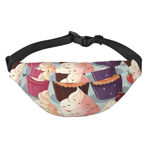 Cupcakes Bauchtasche für Herren und Damen, modische Hüfttasche, Crossbody-Tasche, Geldbörse, Hüfttasche mit verstellbarem Riemen, wasserdichte Brusttasche für Reisen, Wandern, Sport, Schwarz, von FHEBNDS