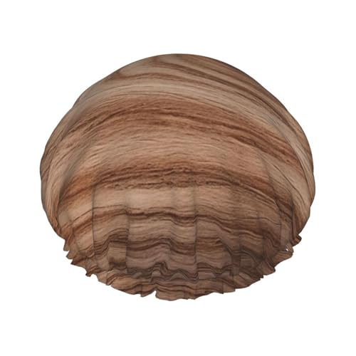 Duschhaube mit Holzmaserung, wiederverwendbar, wasserdicht, für Damen und Herren, elastisches Band, Badehaarmut, doppellagig, waschbar, Badekappe für alle Frisuren, reisefreundlich von FHEBNDS