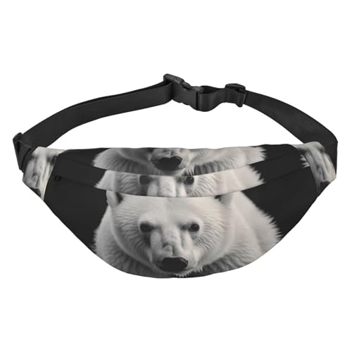 Eisbär-Bauchtasche für Herren und Damen, modische Hüfttasche, Crossbody-Tasche, Geldbörse, Hüfttasche mit verstellbarem Riemen, wasserdichte Brusttasche für Reisen, Wandern, Sport, Schwarz, von FHEBNDS