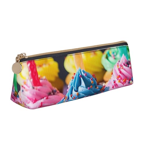 FHEBNDS Bunte Make-up-Tasche mit Aufschrift "Happy Birthday", für Damen und Herren, großes Federmäppchen, ästhetisches Federmäppchen, Münztasche, Leder-Kosmetiktasche mit Reißverschluss von FHEBNDS