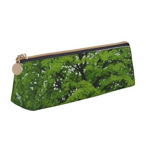 FHEBNDS Green Tree Make-up-Tasche für Damen und Herren, großes Federmäppchen, ästhetisches Federmäppchen, Münztasche, Leder-Kosmetiktasche mit Reißverschluss, Büro-Organizer, Reiseutensilien von FHEBNDS
