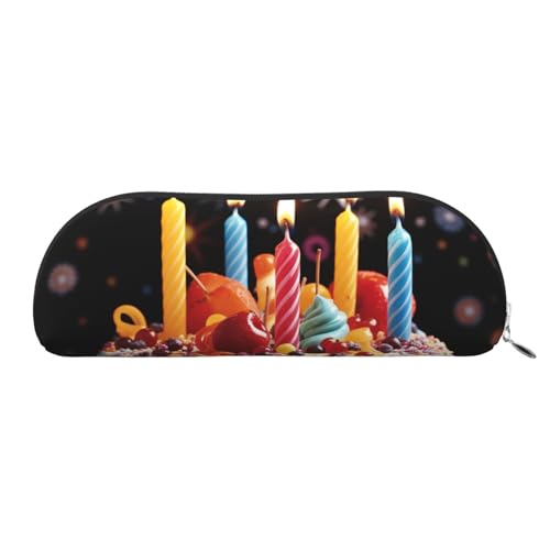 FHEBNDS Große Make-up-Tasche mit Aufschrift "Happy Birthday" für Damen und Herren, großes Federmäppchen, ästhetisches Federmäppchen, Münztasche, Leder-Kosmetiktasche mit Reißverschluss, Büro-Organizer von FHEBNDS