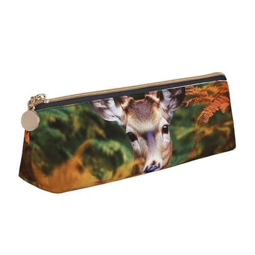 FHEBNDS Große Make-up-Tasche mit Hirsch unter dicken Blättern, ästhetisches Federmäppchen, Münztasche, Leder-Kosmetiktasche mit Reißverschluss, Büro-Organizer, Reiseutensilien FHEBNDS Große Make-up-Tasche mit Hirsch unter dicken Blättern, ästhetisches Federmäppchen, Münztasche, Leder-Kosmetiktasche mit Reißverschluss, Büro-Organizer, Reiseutensilien von FHEBNDS