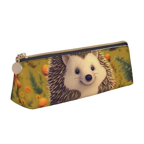 FHEBNDS Igel-Make-up-Tasche für Damen und Herren, großes Federmäppchen, ästhetisches Federmäppchen, Münztasche, Leder-Kosmetiktasche mit Reißverschluss, Büro-Organizer, Reiseutensilien von FHEBNDS