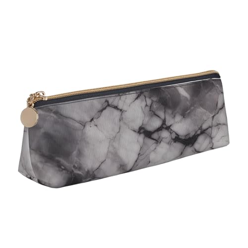 FHEBNDS Make-up-Tasche für Damen und Herren, großes Federmäppchen, ästhetisches Federmäppchen, Münztasche, Leder-Kosmetiktasche mit Reißverschluss, Büro-Organizer, Reiseutensilien, Hellschwarz von FHEBNDS