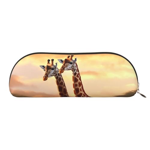 FHEBNDS Make-up-Tasche für Paare, Giraffe, groß, ästhetisches Federmäppchen, Münztasche, Leder-Kosmetiktasche mit Reißverschluss, Büro-Organizer, Reiseutensilien, gold, Einheitsgröße von FHEBNDS