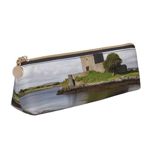 FHEBNDS Make-up-Tasche mit Blick auf das Dunguaire-Schloss, großes Federmäppchen, ästhetisches Federmäppchen, Münztasche, Leder-Kosmetiktasche mit Reißverschluss, Büro-Organizer, Reiseutensilien FHEBNDS Make-up-Tasche mit Blick auf das Dunguaire-Schloss, großes Federmäppchen, ästhetisches Federmäppchen, Münztasche, Leder-Kosmetiktasche mit Reißverschluss, Büro-Organizer, Reiseutensilien von FHEBNDS