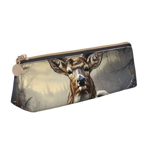 FHEBNDS Make-up-Tasche mit Hirsch-Jagdsaison für Damen und Herren, großes Federmäppchen, ästhetisches Federmäppchen, Münztasche, Leder-Kosmetiktasche mit Reißverschluss, Büro-Organizer von FHEBNDS