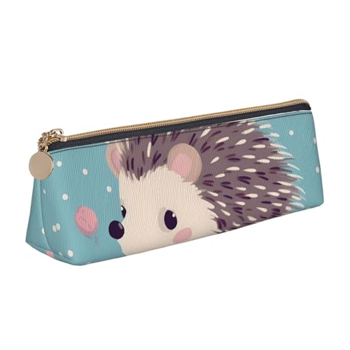 FHEBNDS Make-up-Tasche mit Igel-Punktmuster für Damen und Herren, großes Federmäppchen, ästhetisches Federmäppchen, Münztasche, Leder-Kosmetiktasche mit Reißverschluss, Büro-Organizer, Reiseutensilien von FHEBNDS