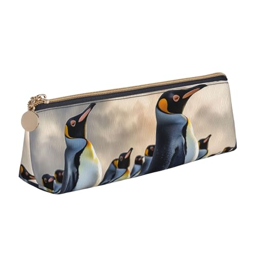 FHEBNDS Make-up-Tasche mit Meerespinguin-Motiv für Damen und Herren, großes Federmäppchen, ästhetisches Federmäppchen, Münztasche, Leder-Kosmetiktasche mit Reißverschluss, Büro-Organizer von FHEBNDS