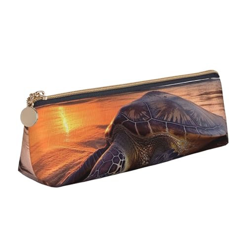 FHEBNDS Make-up-Tasche mit Meeresschildkröte, Sonnenuntergang, großes Federmäppchen, ästhetisches Federmäppchen, Münztasche, Leder-Kosmetiktasche mit Reißverschluss, Büro-Organizer, Reiseutensilien FHEBNDS Make-up-Tasche mit Meeresschildkröte, Sonnenuntergang, großes Federmäppchen, ästhetisches Federmäppchen, Münztasche, Leder-Kosmetiktasche mit Reißverschluss, Büro-Organizer, Reiseutensilien von FHEBNDS