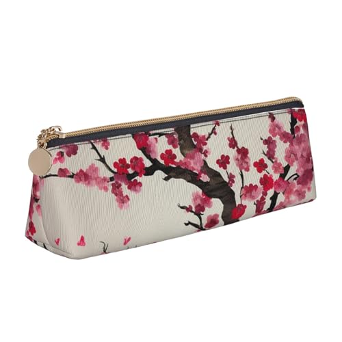 FHEBNDS Make-up-Tasche mit Motiv "Blooming Cherry Tree" für Damen und Herren, großes Federmäppchen, ästhetisches Federmäppchen, Münztasche, Leder-Kosmetiktasche mit Reißverschluss, Büro-Organizer von FHEBNDS