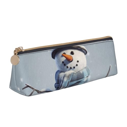 FHEBNDS Make-up-Tasche mit Schneemann für Damen und Herren, großes Federmäppchen, ästhetisches Federmäppchen, Münztasche, Leder-Kosmetiktasche mit Reißverschluss, Büro-Organizer, Reiseutensilien von FHEBNDS