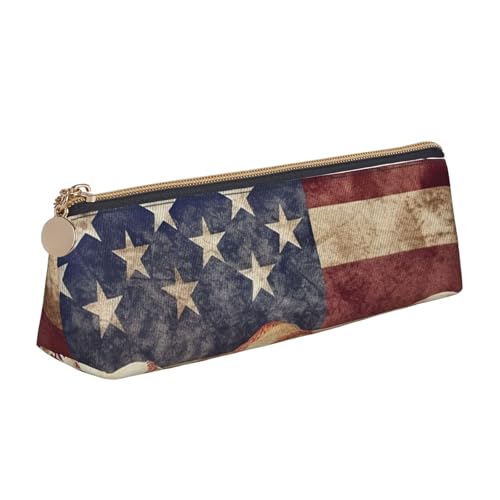 FHEBNDS Make-up-Tasche mit amerikanischer Flagge und Baseball-Make-up-Tasche für Damen und Herren, großes Federmäppchen, ästhetisches Federmäppchen, Münztasche, Leder-Kosmetiktasche mit Reißverschluss von FHEBNDS