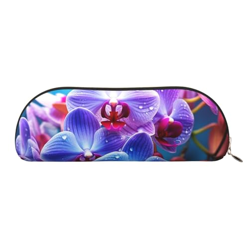 FHEBNDS Make-up-Tasche mit bunten Orchideen und Blumen, großes Federmäppchen, ästhetisches Federmäppchen, Münztasche, Leder-Kosmetiktasche mit Reißverschluss, Büro-Organizer, Reiseutensilien, gold FHEBNDS Make-up-Tasche mit bunten Orchideen und Blumen, großes Federmäppchen, ästhetisches Federmäppchen, Münztasche, Leder-Kosmetiktasche mit Reißverschluss, Büro-Organizer, Reiseutensilien, gold von FHEBNDS