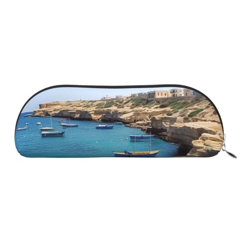 FHEBNDS Make-up-Tasche mit der Küste von Malta für Damen und Herren, großes Federmäppchen, ästhetisches Federmäppchen, Münztasche, Leder-Kosmetiktasche mit Reißverschluss, Büro-Organizer von FHEBNDS