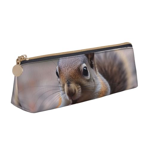 FHEBNDS Make-up-Tasche mit niedlichem Eichhörnchen-Motiv für Damen und Herren, großes Federmäppchen, ästhetisches Federmäppchen, Münztasche, Leder-Kosmetiktasche mit Reißverschluss, Büro-Organizer von FHEBNDS