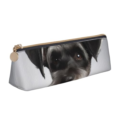 FHEBNDS Make-up-Tasche mit niedlichem Schnauzer-Motiv für Damen und Herren, großes Federmäppchen, ästhetisches Federmäppchen, Münztasche, Leder-Kosmetiktasche mit Reißverschluss, Büro-Organizer von FHEBNDS