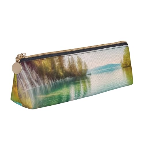 FHEBNDS Make-up-Tasche mit sauberem Wasser und Seenlandschaft, großes Federmäppchen, ästhetisches Federmäppchen, Münztasche, Leder-Kosmetiktasche mit Reißverschluss, Büro-Organizer, Reiseutensilien FHEBNDS Make-up-Tasche mit sauberem Wasser und Seenlandschaft, großes Federmäppchen, ästhetisches Federmäppchen, Münztasche, Leder-Kosmetiktasche mit Reißverschluss, Büro-Organizer, Reiseutensilien von FHEBNDS