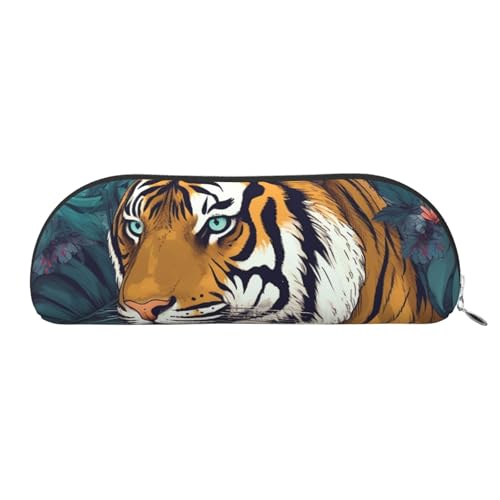 FHEBNDS Make-up-Tasche mit tropischem Tiger, großes Federmäppchen, ästhetisches Federmäppchen, Münztasche, Leder-Kosmetiktasche mit Reißverschluss, Büro-Organizer, Reiseutensilien FHEBNDS Make-up-Tasche mit tropischem Tiger, großes Federmäppchen, ästhetisches Federmäppchen, Münztasche, Leder-Kosmetiktasche mit Reißverschluss, Büro-Organizer, Reiseutensilien von FHEBNDS