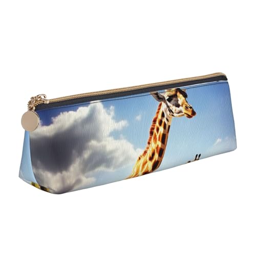 FHEBNDS Make-up-Tasche mit wilder Giraffe für Damen und Herren, großes Federmäppchen, ästhetisches Federmäppchen, Münztasche, Leder-Kosmetiktasche mit Reißverschluss, Büro-Organizer, Reiseutensilien von FHEBNDS