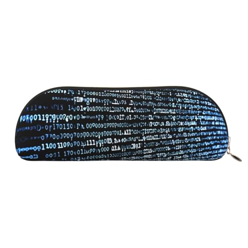 FHEBNDS Programmiercode-Make-up-Tasche für Damen und Herren, großes Federmäppchen, ästhetisches Federmäppchen, Münztasche, Leder-Kosmetiktasche mit Reißverschluss, Büro-Organizer, Reiseutensilien von FHEBNDS
