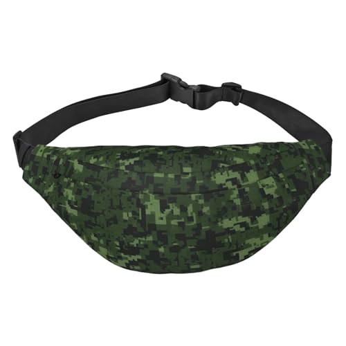 Grüne Armee-Gürteltasche mit digitalem Camouflage-Muster für Männer und Frauen, modische Hüfttasche überall Crossbody-Tasche, Geldbörse, Hüfttasche mit verstellbarem Riemen, wasserdichte Brusttasche von FHEBNDS