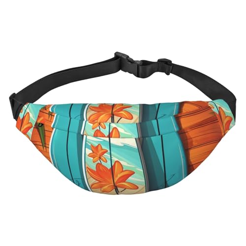 Gürteltasche für Herren und Damen, Surfbrett auf Holz, modische Hüfttasche, Crossbody-Tasche, Geldbörse, Hüfttasche mit verstellbarem Riemen, wasserdichte Brusttasche für Reisen, Wandern, Sport, Gürteltasche für Herren und Damen, Surfbrett auf Holz, modische Hüfttasche, Crossbody-Tasche, Geldbörse, Hüfttasche mit verstellbarem Riemen, wasserdichte Brusttasche für Reisen, Wandern, Sport, von FHEBNDS