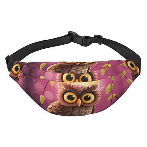Gürteltasche mit Eule für Herren und Damen, modische Hüfttasche überall, Crossbody-Tasche, Geldbörse, Hüfttasche mit verstellbarem Riemen, wasserdichte Brusttasche für Reisen, Wandern, Sport, Schwarz, von FHEBNDS