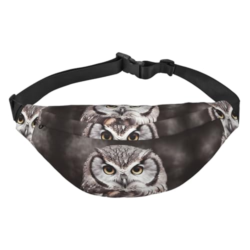 Gürteltasche mit Eule für Herren und Damen, modische Hüfttasche überall, Crossbody-Tasche, Geldbörse, Hüfttasche mit verstellbarem Riemen, wasserdichte Brusttasche für Reisen, Wandern, Sport, Schwarz, von FHEBNDS