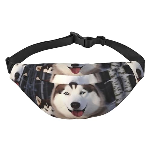 Huskies Bauchtasche für Damen und Herren, modische Hüfttasche, Crossbody-Tasche, Geldbörse, Hüfttasche mit verstellbarem Riemen, wasserdichte Brusttasche für Reisen, Wandern, Sport, Schwarz, Huskies Bauchtasche für Damen und Herren, modische Hüfttasche, Crossbody-Tasche, Geldbörse, Hüfttasche mit verstellbarem Riemen, wasserdichte Brusttasche für Reisen, Wandern, Sport, Schwarz, von FHEBNDS