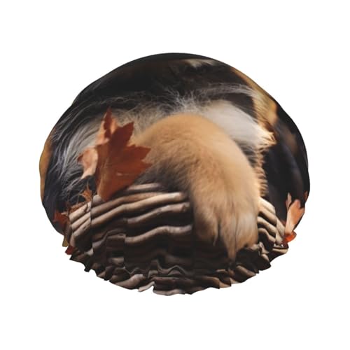 Little German Shepherd Dog Shower Cap Reusable Waterproof Shower Bonnet for Women Men Elastic Band Bath Hair Hat Double Layered Washable Bath Cap for All Hairstyles, Travel Friendly von FHEBNDS