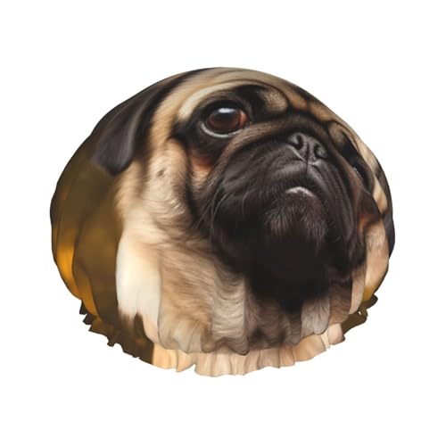 Mops-Hunde-Duschhaube, wiederverwendbar, wasserdicht, Duschhaube für Damen und Herren, elastisches Band, Badehaarmütze, doppellagig, waschbar, Badekappe für alle Frisuren, reisefreundlich Mops-Hunde-Duschhaube, wiederverwendbar, wasserdicht, Duschhaube für Damen und Herren, elastisches Band, Badehaarmütze, doppellagig, waschbar, Badekappe für alle Frisuren, reisefreundlich von FHEBNDS