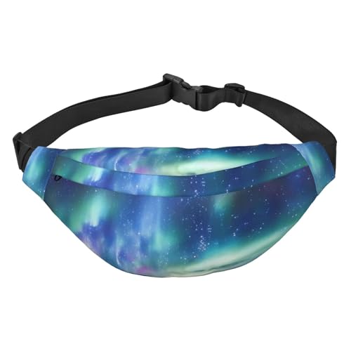 Northern Lights Bauchtasche für Damen und Herren, modische Hüfttasche, Crossbody-Tasche, Geldbörse, Hüfttasche mit verstellbarem Riemen, wasserdichte Brusttasche für Reisen, Wandern, Sport, Schwarz, von FHEBNDS