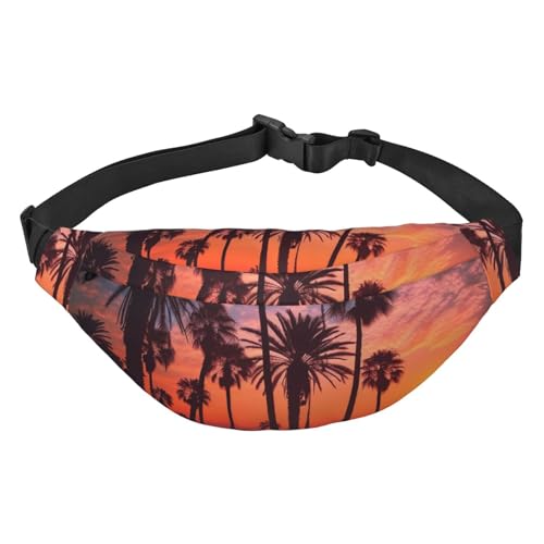 Palm Tree Sunset Bauchtasche für Herren und Damen, modische Hüfttasche überall, Crossbody-Tasche, Geldbörse, Hüfttasche mit verstellbarem Riemen, wasserdichte Brusttasche für Reisen, Wandern, Sport, von FHEBNDS