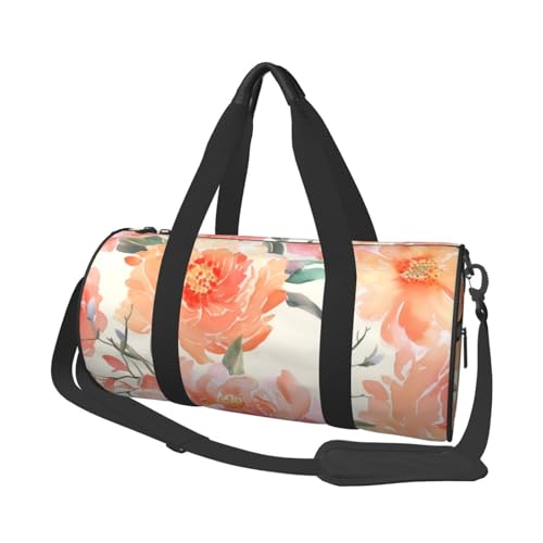 Peach Peony Duffle Bag für Damen und Herren, persönliche Gegenstände, Reisetasche, Segeltuch, Wochenendtasche, Übernachtungstasche, leicht, Sporttasche, Sporttasche, Handgepäck, Schwarz, Einheitsgröße Peach Peony Duffle Bag für Damen und Herren, persönliche Gegenstände, Reisetasche, Segeltuch, Wochenendtasche, Übernachtungstasche, leicht, Sporttasche, Sporttasche, Handgepäck, Schwarz, Einheitsgröße von FHEBNDS