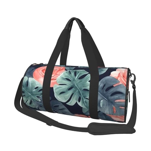 Reisetasche mit Aquarell-Monstera-Muster, für Damen und Herren, persönliche Gegenstände, Reisetasche, Segeltuch, Wochenendtasche, Übernachtungstasche, leicht, Sporttasche, Handgepäck, Schwarz Reisetasche mit Aquarell-Monstera-Muster, für Damen und Herren, persönliche Gegenstände, Reisetasche, Segeltuch, Wochenendtasche, Übernachtungstasche, leicht, Sporttasche, Handgepäck, Schwarz von FHEBNDS