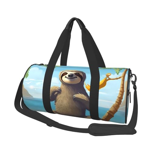 Reisetasche mit Faultier am Strand, für Damen und Herren, persönliche Gegenstände, Reisetasche, Segeltuch, Wochenendtasche, Übernachtungstasche, leicht, Sporttasche, Handgepäck, Schwarz, Einheitsgröße Reisetasche mit Faultier am Strand, für Damen und Herren, persönliche Gegenstände, Reisetasche, Segeltuch, Wochenendtasche, Übernachtungstasche, leicht, Sporttasche, Handgepäck, Schwarz, Einheitsgröße von FHEBNDS