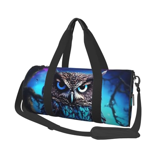 Reisetasche mit blauer Eule, für Damen und Herren, persönliche Gegenstände, Reisetasche, Segeltuch, Wochenendtasche, Übernachtungstasche, leicht, Sporttasche, Sporttasche, Handgepäck, Schwarz Reisetasche mit blauer Eule, für Damen und Herren, persönliche Gegenstände, Reisetasche, Segeltuch, Wochenendtasche, Übernachtungstasche, leicht, Sporttasche, Sporttasche, Handgepäck, Schwarz von FHEBNDS