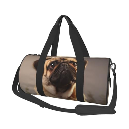 Reisetasche mit niedlichem Mops-Motiv, für Damen und Herren, persönliche Gegenstände, Reisetasche, Segeltuch, Wochenendtasche, Übernachtungstasche, leicht, Sporttasche, Handgepäck, Schwarz Reisetasche mit niedlichem Mops-Motiv, für Damen und Herren, persönliche Gegenstände, Reisetasche, Segeltuch, Wochenendtasche, Übernachtungstasche, leicht, Sporttasche, Handgepäck, Schwarz von FHEBNDS