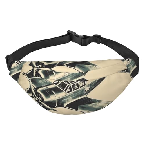 Retro-Flugzeug-Bauchtasche für Herren und Damen, modische Hüfttasche überall, Crossbody-Tasche, Geldbörse, Hüfttasche mit verstellbarem Riemen, wasserdichte Brusttasche für Reisen, Wandern, Sport, von FHEBNDS