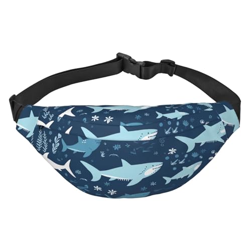 Sharks Bauchtasche für Damen und Herren, modische Hüfttasche, Crossbody-Tasche, Geldbörse, Hüfttasche mit verstellbarem Riemen, wasserdichte Brusttasche für Reisen, Wandern, Sport, Schwarz, von FHEBNDS