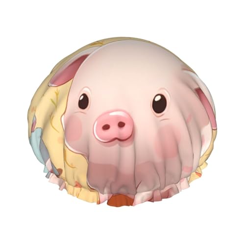 Smiling Shower Cap Reusable Waterproof Shower Bonnet for Women Men Elastic Band Bath Hair Hat Double Layered Washable Bath Cap for All Hairstyles, Travel Friendly von FHEBNDS