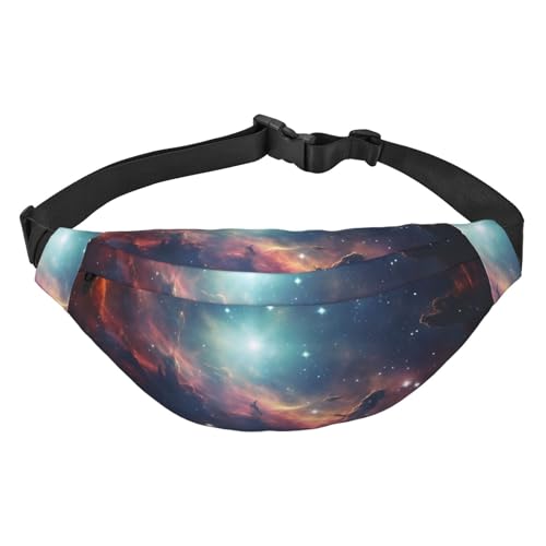 Space Bauchtasche für Herren und Damen, modische Hüfttasche, Crossbody-Tasche, Geldbörse, Hüfttasche mit verstellbarem Riemen, wasserdichte Brusttasche für Reisen, Wandern, Sport, Schwarz, von FHEBNDS