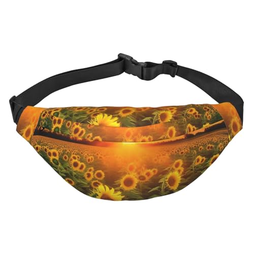 Sunflower Field Sonnenuntergang Bauchtasche für Herren und Damen, modische Hüfttasche überall, Crossbody-Tasche, Geldbörse, Hüfttasche mit verstellbarem Riemen, wasserdichte Brusttasche für Reisen, von FHEBNDS
