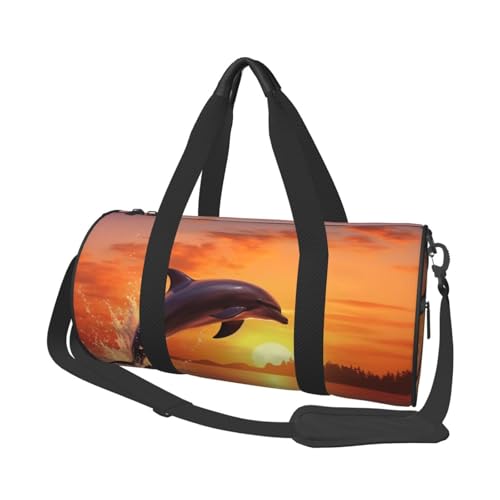 Sunset Delphin Duffle Bag für Damen und Herren, persönliche Gegenstände, Reisetasche, Segeltuch, Wochenendtasche, Übernachtungstasche, leicht, Sporttasche, Handgepäck, Schwarz, Einheitsgröße, Schwarz Sunset Delphin Duffle Bag für Damen und Herren, persönliche Gegenstände, Reisetasche, Segeltuch, Wochenendtasche, Übernachtungstasche, leicht, Sporttasche, Handgepäck, Schwarz, Einheitsgröße, Schwarz von FHEBNDS