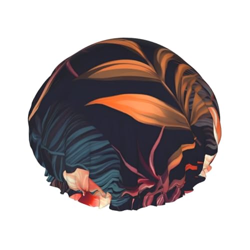 Tropische Blumen-Duschhaube, wiederverwendbar, wasserdicht, Duschhaube für Damen und Herren, elastisches Band, Badehaarmut, doppellagig, waschbar, Badekappe für alle Frisuren, reisefreundlich Tropische Blumen-Duschhaube, wiederverwendbar, wasserdicht, Duschhaube für Damen und Herren, elastisches Band, Badehaarmut, doppellagig, waschbar, Badekappe für alle Frisuren, reisefreundlich von FHEBNDS
