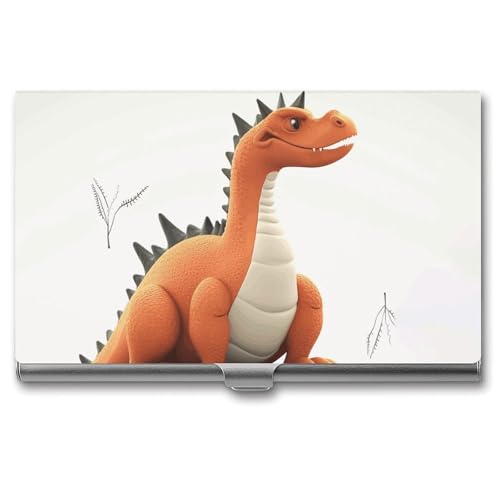 FHECVBN Visitenkartenhalter, lustiger Drachen-Druck, Tasche, Namenskartenetui, schmal, Metall, Visitenkarten-Organizer, Kreditkartenhalter, Schnalle, für Männer und Frauen, Lustiger Drache, 3.7 x 2.2 von FHECVBN